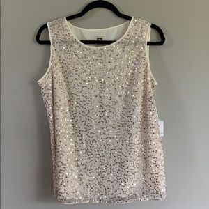 NWT Anne Klein Gold Sequin Tunic Blouse 8P